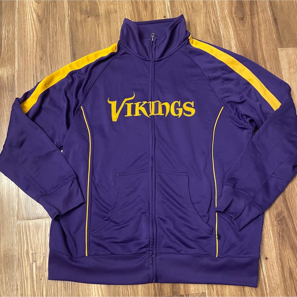 Minnesota Vikings Track Jacket Mens Purple Gold Full Zip Embroidered Logo XL
